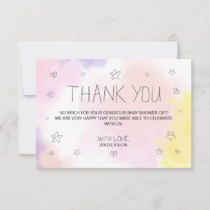 Minimalist Watercolor Pink Thank You Baby Shower