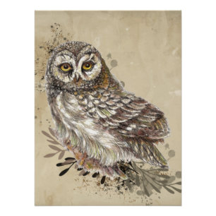 Minimalist Watercolor Print  Art for Owl Lovers."