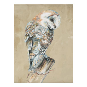 Minimalist Watercolor Print  Art for Owl Lovers."