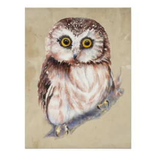 Minimalist Watercolor Print  Art for Owl Lovers."