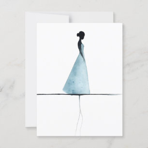 Minimalist Watercolor Print, Woman Silhouette Art Postcard