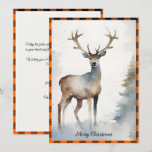 Minimalist Watercolor Reindeer Christmas Orange
