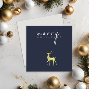Minimalist Watercolor Reindeer Merry Christmas  Holiday Card