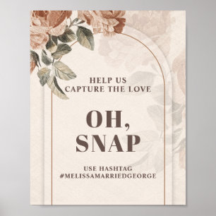 Minimalist watercolor roses earthy neutral oh snap poster