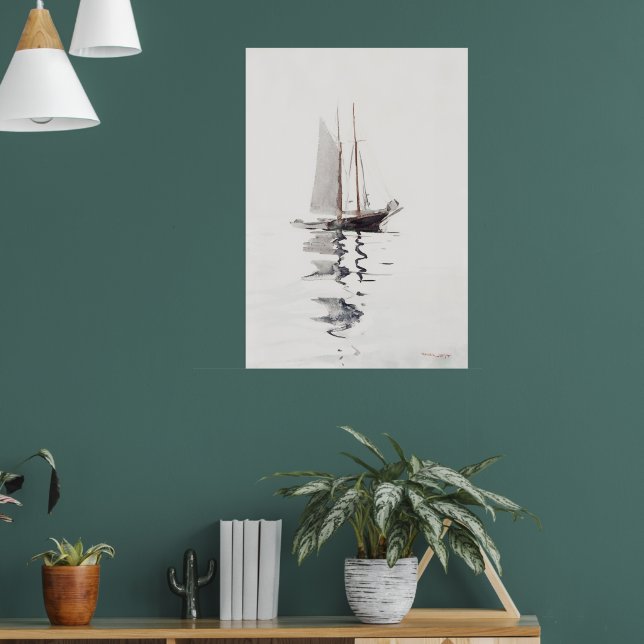 Minimalist Watercolor Sailboat Poster Elegant Wall (Living Room 1)