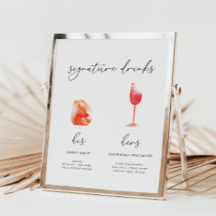 Minimalist Watercolor Signature Drinks Menu