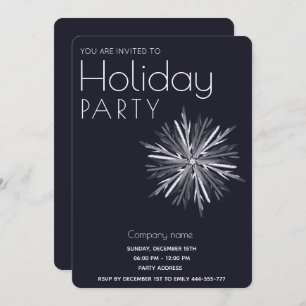 Minimalist watercolor snowflake corporate Holiday  Invitation