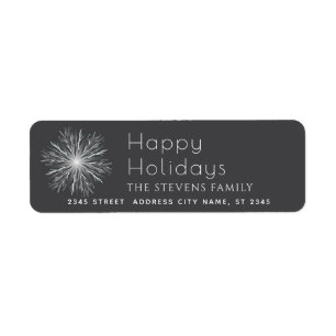 Minimalist watercolor snowflake Happy Holidays