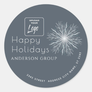 Minimalist watercolor snowflake Happy Holidays Classic Round Sticker