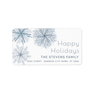 Minimalist watercolor snowflake Happy Holidays  Label
