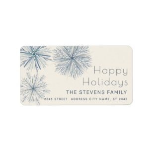Minimalist watercolor snowflake Happy Holidays  Label