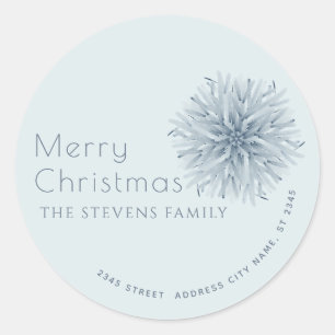 Minimalist watercolor snowflake  Merry Christmas  Classic Round Sticker