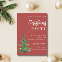 Minimalist Watercolor Tree Christmas Party