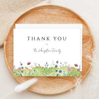 Minimalist Watercolor Wildflower Meadow Thank You Card