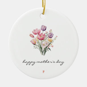 MINIMALIST Watercolour Tulips Mother’s Day Ceramic Tree Decoration