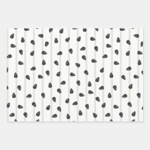 Minimalist Watermelon Seeds and Stripes Summer Wra Wrapping Paper Sheet