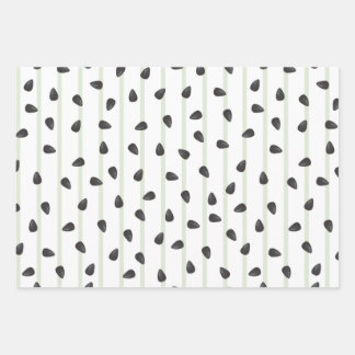 Minimalist Watermelon Seeds and Stripes Summer Wra Wrapping Paper Sheet
