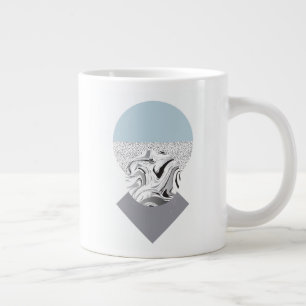 Minimalist Wave & Dots Design Large Coffee Mug