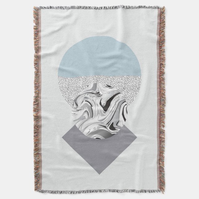 Minimalist Wave & Dots Design Throw Blanket (Front Vertical)