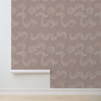 Minimalist Wavy Line Art on Mauve