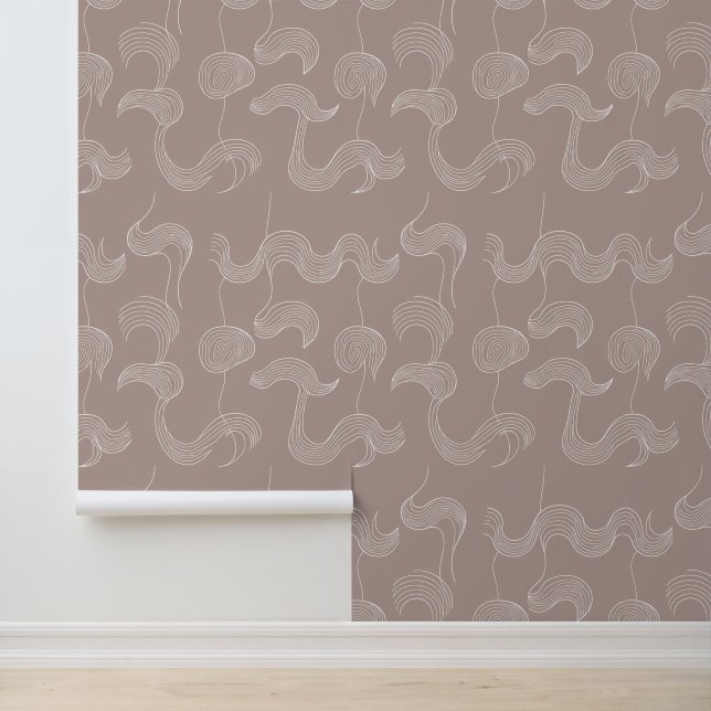 Minimalist Wavy Line Art on Mauve Wallpaper (Application)