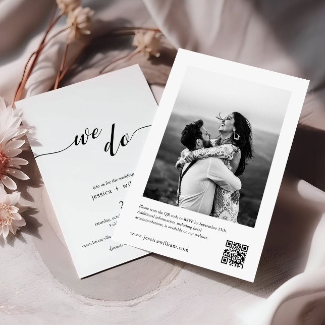 Minimalist We Do QR Code Photo Wedding Invitation (Creator Uploaded)