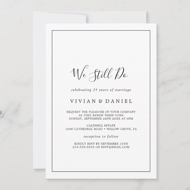Minimalist We Still Do Vow Renewal Invitation (Front)