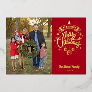 Minimalist We Wish You A Merry Christmas Foil Holiday Card