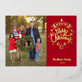 Minimalist We Wish You A Merry Christmas Foil Holiday Card