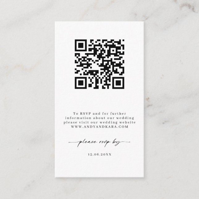 Minimalist Website RSVP Barcode Enclosure Card (Front)