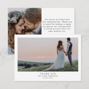 Minimalist Wedding 2 Photo Thank You Card