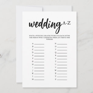 Minimalist Wedding A-Z Game Card