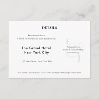 Minimalist Wedding Accommodation Details | QR Code Enclosure Card