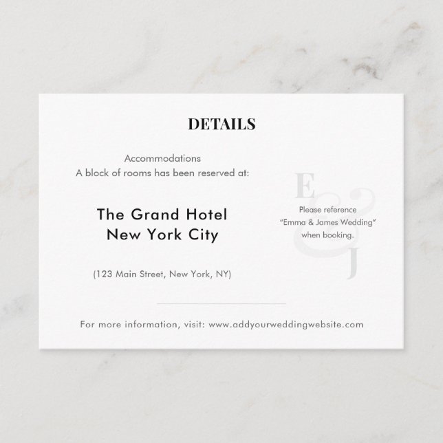 Minimalist Wedding Accommodation Details | QR Code Enclosure Card (Front)