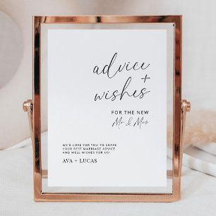 Minimalist Wedding Advice and Well Wishes Sign