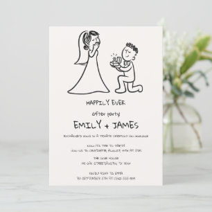 Minimalist Wedding After Party Sketch Invitation