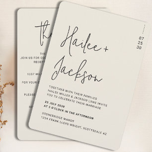 Minimalist Wedding All-In-One Modern Simple Script Invitation