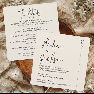 Minimalist Wedding All-In-One Modern Simple Square Invitation