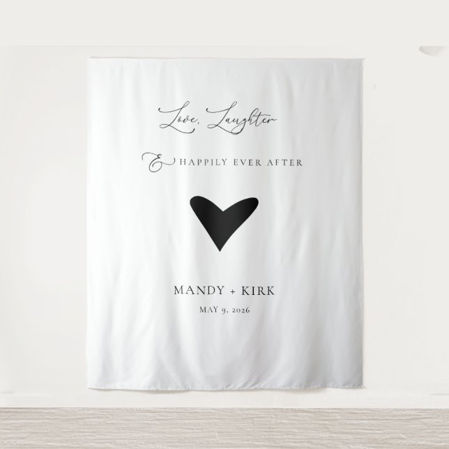 Minimalist Wedding Backdrop Banner Elegant Script  Tapestry (Front)