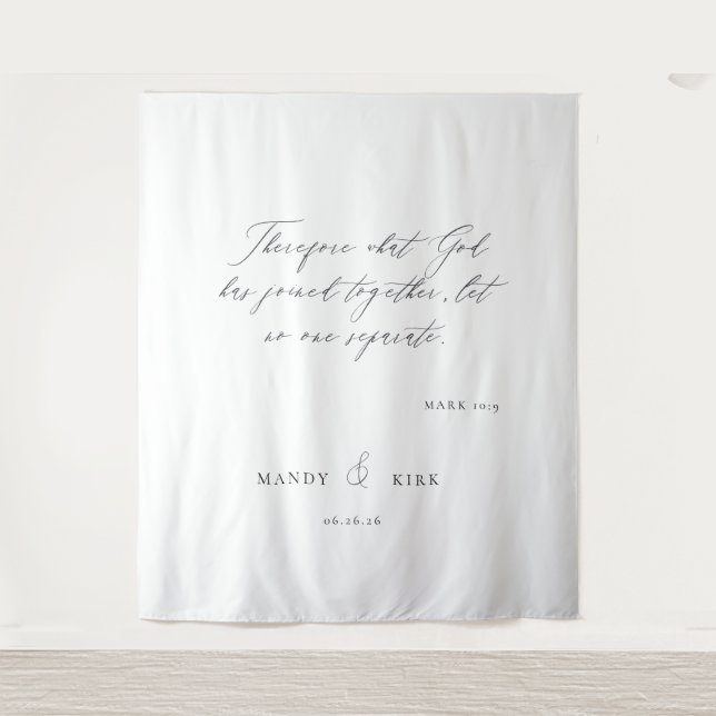 Minimalist Wedding Backdrop Banner | Personalised  Tapestry (Front)