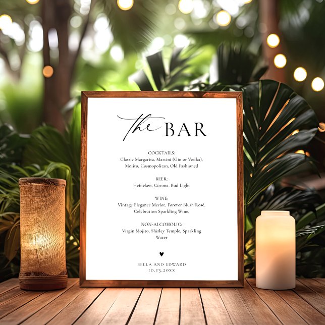 Minimalist Wedding Bar Menu Drinks Menu Sign (Creator Uploaded)