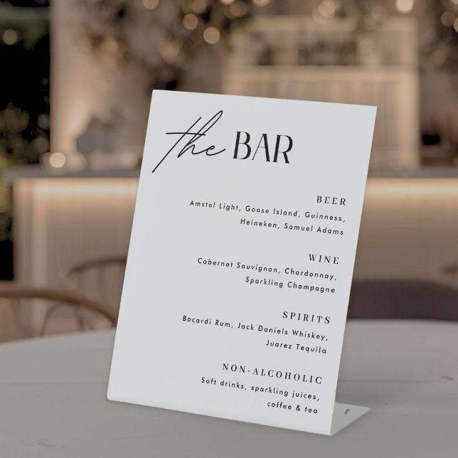 Minimalist Wedding Bar Menu Pedestal Sign (Creator Uploaded)