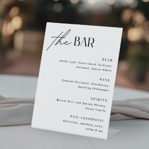 Minimalist Wedding Bar Menu Pedestal Sign