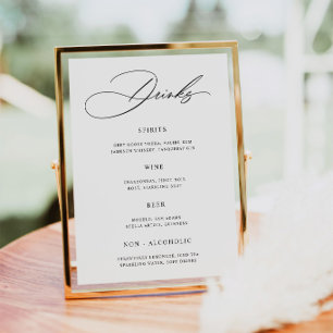 Minimalist Wedding Bar Menu  Poster