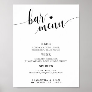 Minimalist Wedding Bar Menu Sign