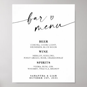 Minimalist Wedding Bar Menu Sign