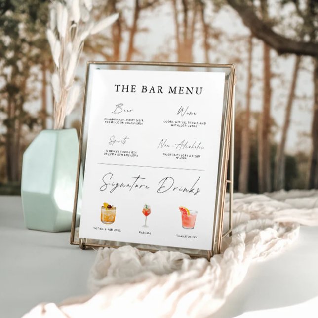 Minimalist Wedding Bar Menu Sign Template (Minimalist Wedding Bar Menu Sign Template
)