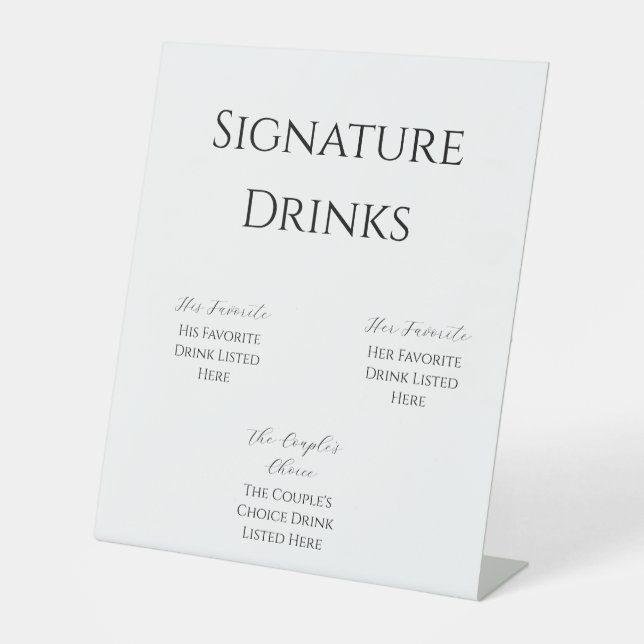 Minimalist Wedding Bar Sign | Custom Modern Black  (Front)
