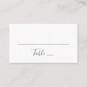 Minimalist Wedding Black and White Simple Clean Place Card