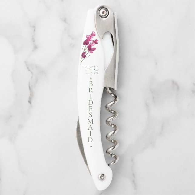 Minimalist Wedding Bridesmaid Fuchsia ID954 Corkscrew (Back)